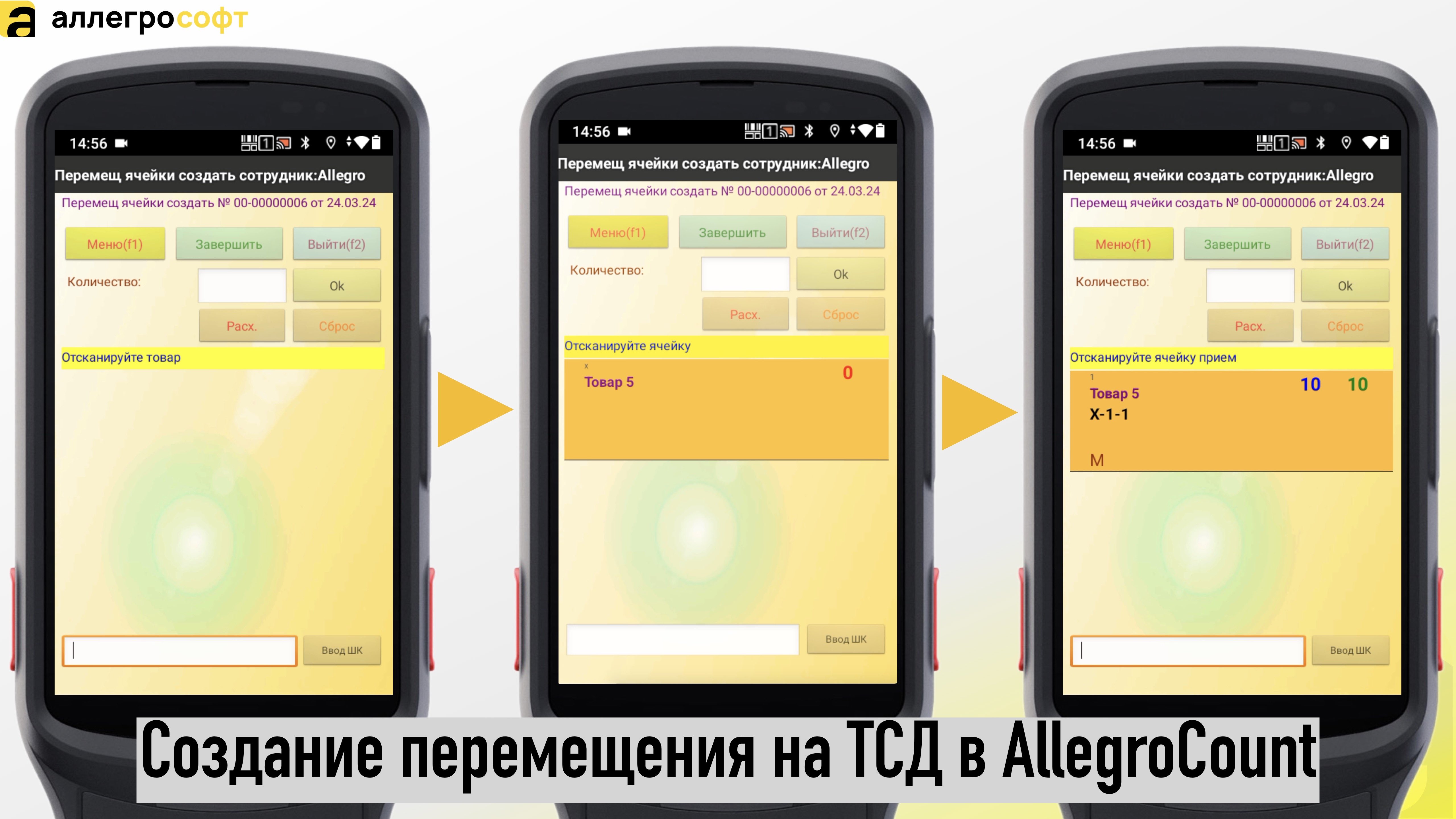 Размещение по ячейкам на ТСД