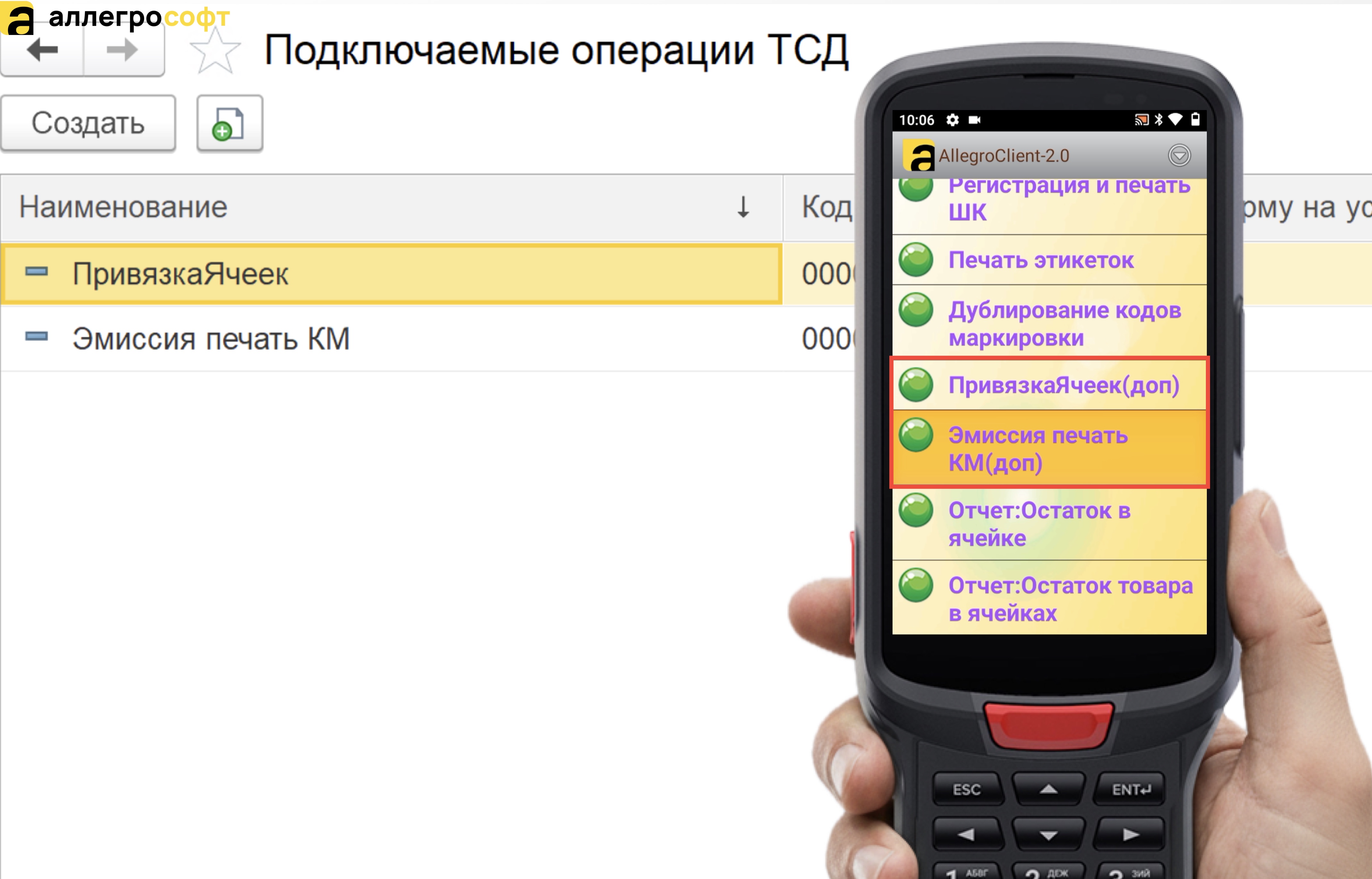 Отображение операций на ТСД