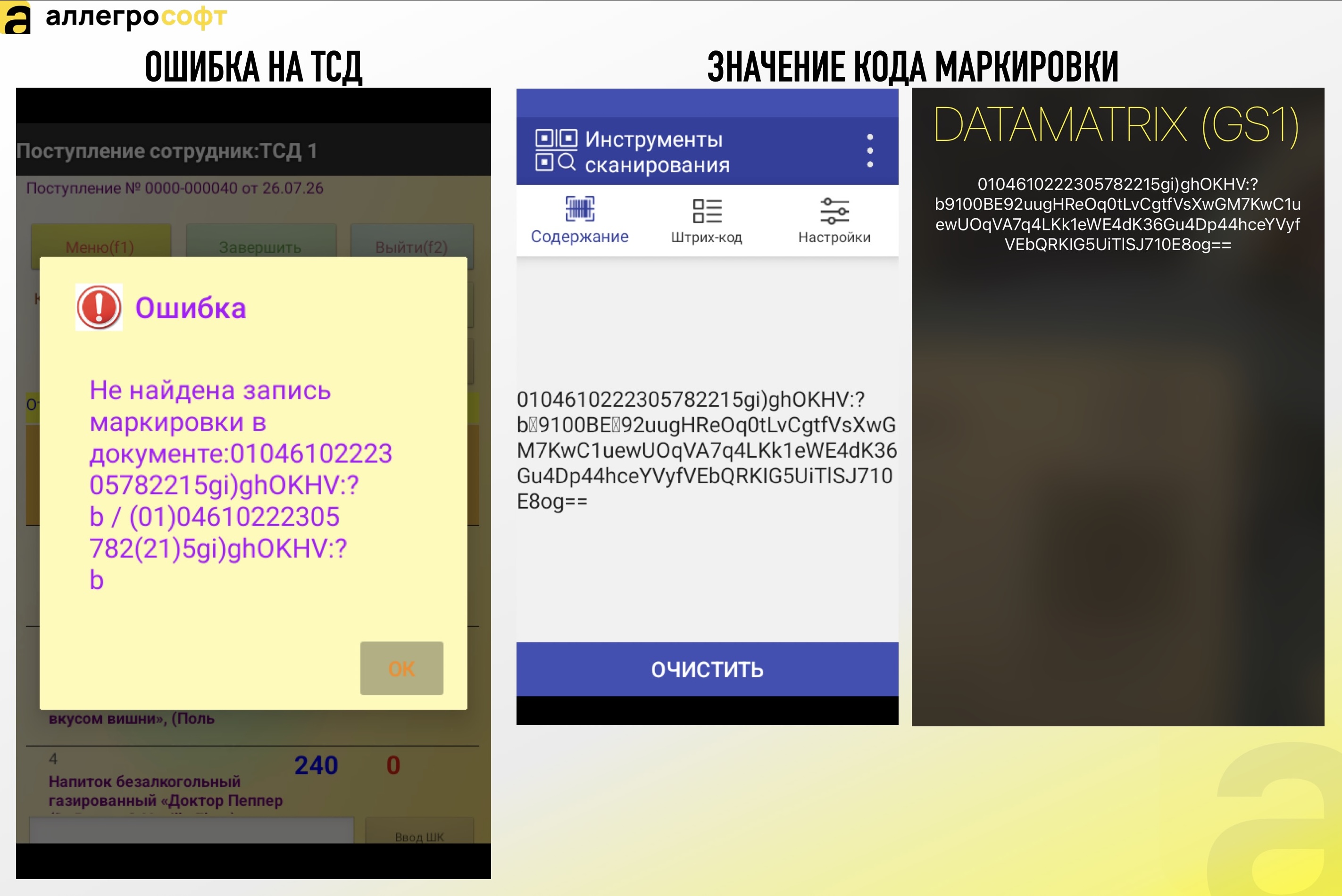 значение сканируемого кода маркировки